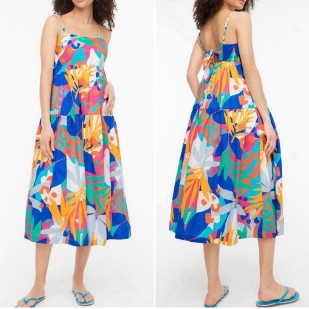 J. Crew Blue and Pink Spaghetti Strap Floral Sundress
